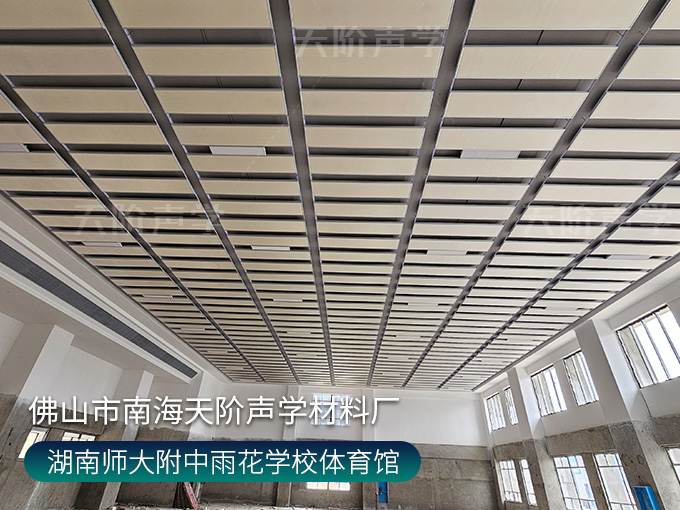 湖南師大附中雨花學校體育館安裝天花空間吸聲體